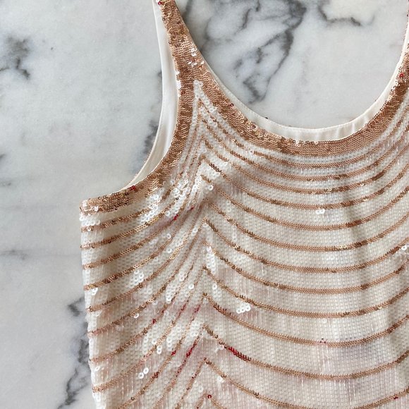 BCBG MaxAzria Pearl and Rose Gold Sequin Tank - Picture 5 of 13